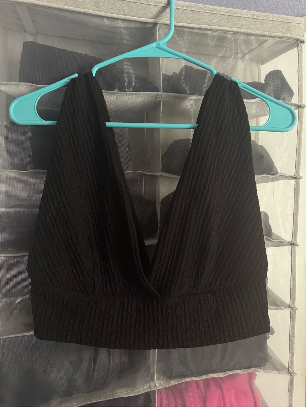 Windsor Black Textured V-Neck Cropped Camisole